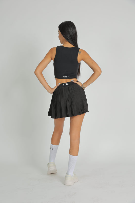 Black square neck top