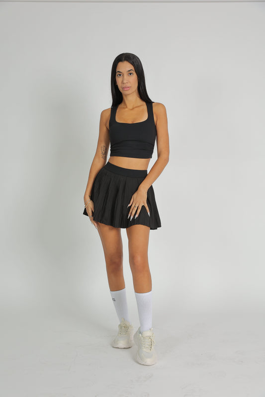 Black square neck top