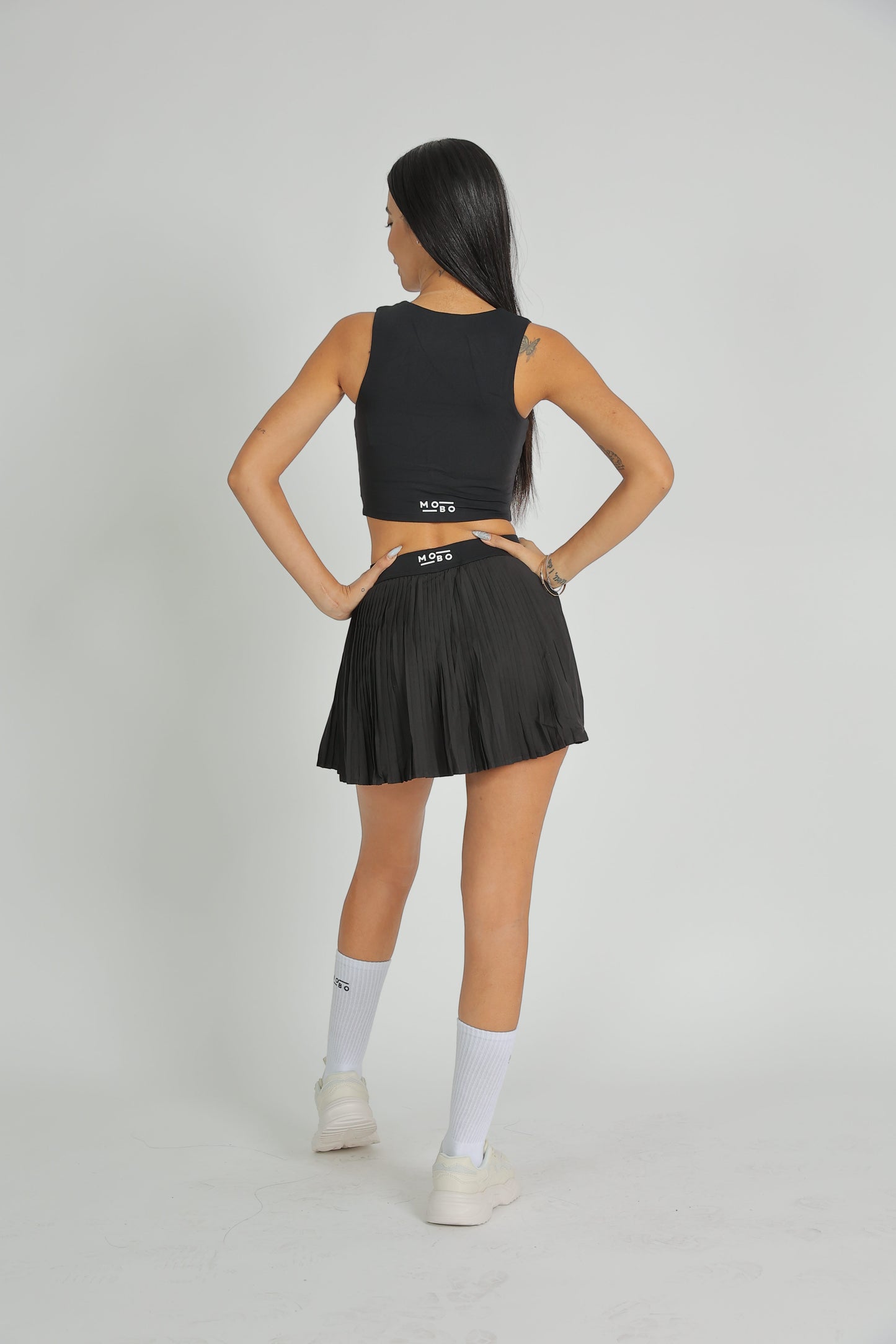 Black square neck top